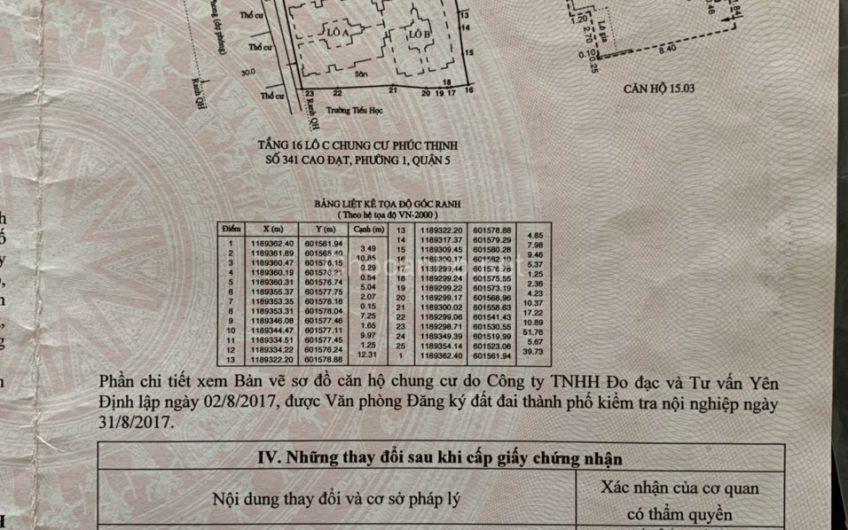 Đi nước ngoài cần cho thuê căn hộ Phúc Thịnh,341 Cao Đạt,Phường 1,Quận 5, Hồ Chí Minh